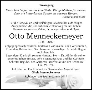Traueranzeige von Otto Menneckemeyer von Mitteldeutsche Zeitung