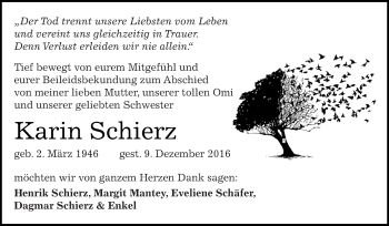 Traueranzeige von Karin Schierz von WVG - Wochenspiegel Dessau / Köthen