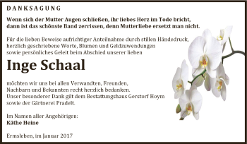 Traueranzeige von Inge Schaal von Super Sonntag Aschersleben