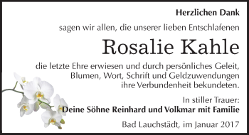 Traueranzeige von Rosalie Kahle von Mitteldeutsche Zeitung Merseburg/Querfurt