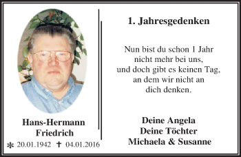 Traueranzeige von Hans-Hermann Friedrich von Mitteldeutsche Zeitung Dessau-Roßlau