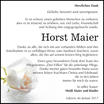 Traueranzeige von Horst Maier von WVG - Wochenspiegel NMB / WSF / ZTZ