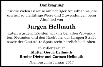 Traueranzeige von Jürgen Hellmuth von Mitteldeutsche Zeitung Bernburg