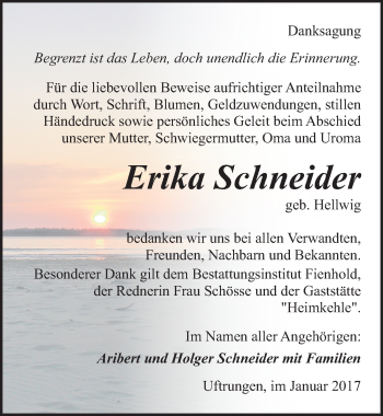 Traueranzeige von Erika Schneider von Mitteldeutsche Zeitung Sangerhausen