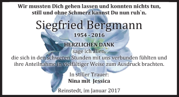 Traueranzeige von Siegfried Bergmann von Mitteldeutsche Zeitung Quedlinburg