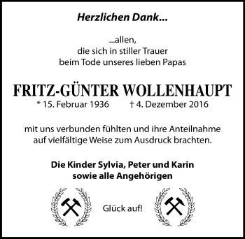 Traueranzeige von Fritz-Günter Wollenhaupt von Mitteldeutsche Zeitung Bitterfeld