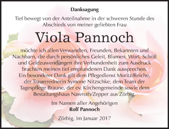 Traueranzeige von Viola Pannoch von Mitteldeutsche Zeitung Bitterfeld
