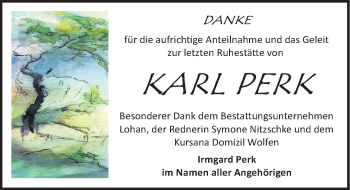 Traueranzeige von Karl Perk von Mitteldeutsche Zeitung Bitterfeld