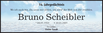 Traueranzeige von Bruno Scheibler von Mitteldeutsche Zeitung Köthen