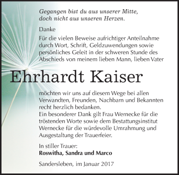 Traueranzeige von Ehrhardt Kaiser von Mitteldeutsche Zeitung Mansfelder Land