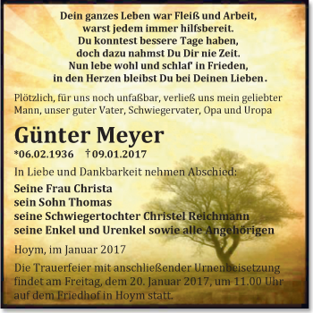 Traueranzeige von Günter Meyer von Super Sonntag Aschersleben