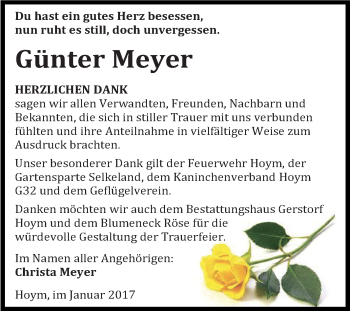 Traueranzeige von Günter Meyer von Super Sonntag SGH Mansf. Land