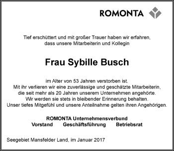 Traueranzeige von Sybille Busch von Mitteldeutsche Zeitung