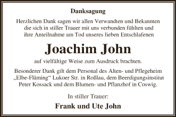 Traueranzeige von Joachim John von Super Sonntag Wittenberg