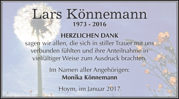 Traueranzeige von Lars Könnemann von Super Sonntag Aschersleben
