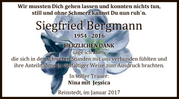 Traueranzeige von Siegfried Bergmann von Super Sonntag Aschersleben
