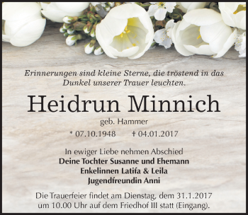 Traueranzeige von Heidrun Minnich von Mitteldeutsche Zeitung Dessau-Roßlau