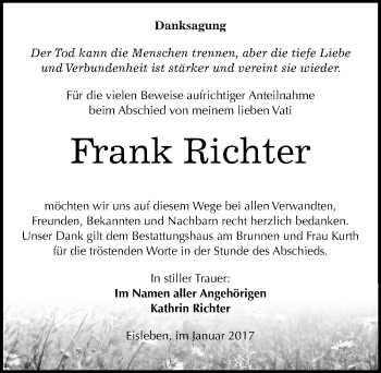 Traueranzeige von Frank Richter von Mitteldeutsche Zeitung Mansfelder Land