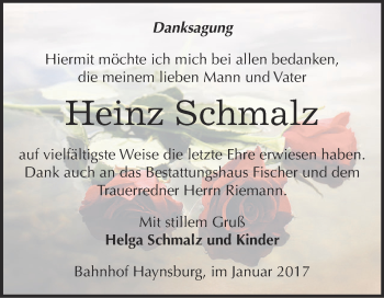 Traueranzeige von Heinz Schmalz von Super Sonntag Zeitz