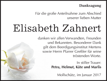 Traueranzeige von Elisabeth Zahnert von Mitteldeutsche Zeitung Naumburg/Nebra