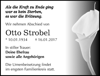 Traueranzeige von Otto Strobel von Mitteldeutsche Zeitung Bitterfeld