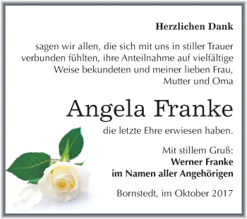 Traueranzeige von Angela Franke von Mitteldeutsche Zeitung