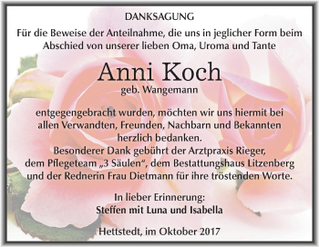 Traueranzeige von Anni Koch von Mitteldeutsche Zeitung