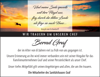 Traueranzeige von Bernd Graf von Super Sonntag Merseburg