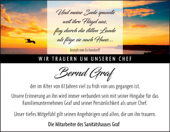 Traueranzeige von Bernd Graf von Mitteldeutsche Zeitung Merseburg/Querfurt