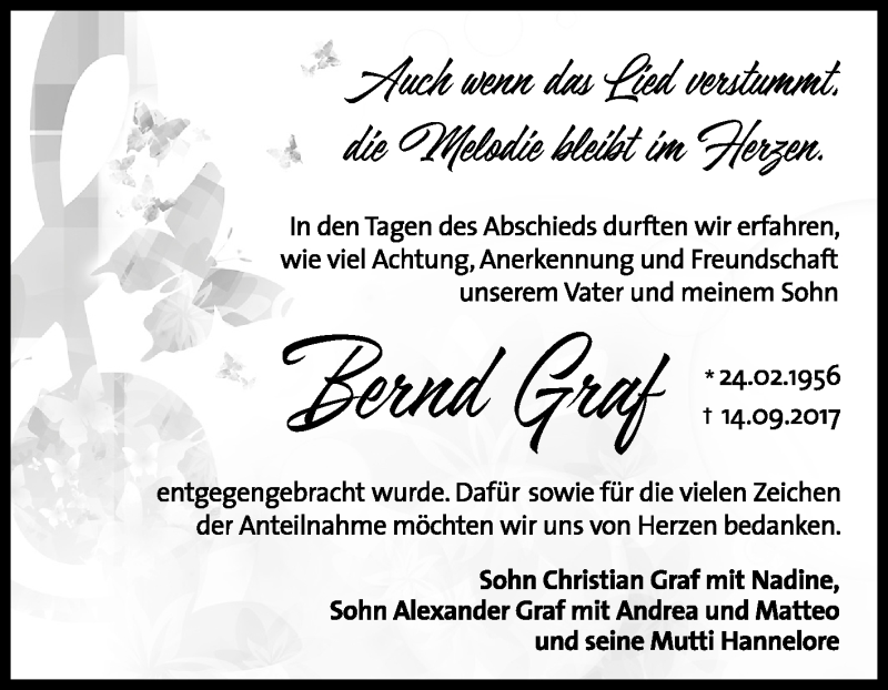  Traueranzeige für Bernd Graf vom 28.10.2017 aus Mitteldeutsche Zeitung Merseburg/Querfurt