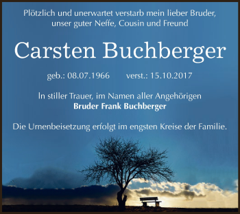 Traueranzeige von Carsten Buchberger von Super Sonntag Bernburg