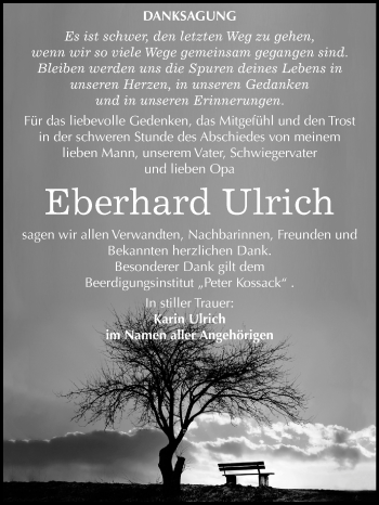 Traueranzeige von Eberhard Ulrich von Mitteldeutsche Zeitung