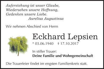 Traueranzeige von Eckhard Lepsien von Mitteldeutsche Zeitung