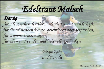 Traueranzeige von Edeltraut Malsch von Mitteldeutsche Zeitung