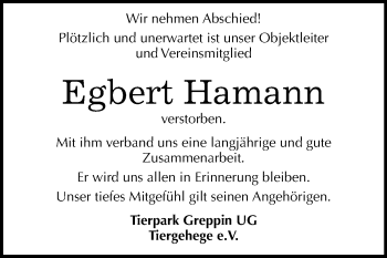 Traueranzeige von Egbert Hamann von Mitteldeutsche Zeitung Bitterfeld