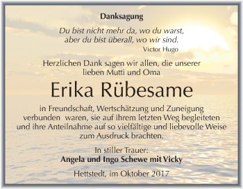 Traueranzeige von Erika Rübesame von Mitteldeutsche Zeitung