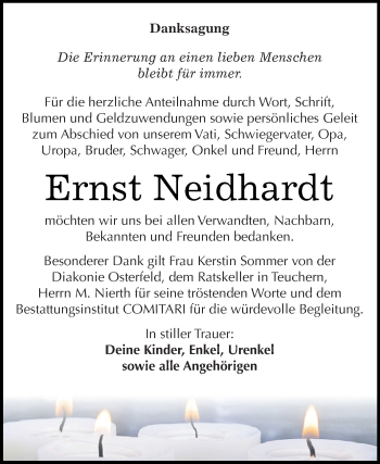 Traueranzeige von Ernst Neidhardt von WVG - Wochenspiegel NMB / WSF / ZTZ