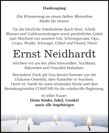 Traueranzeige von Ernst Neidhardt von Mitteldeutsche Zeitung Weißenfels