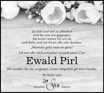 Traueranzeige von Ewald Pirl von Mitteldeutsche Zeitung