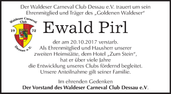 Traueranzeige von Ewald Pirl von Mitteldeutsche Zeitung