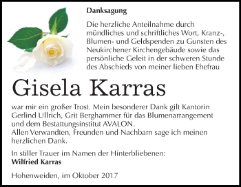 Traueranzeige von Gisela Karras von Mitteldeutsche Zeitung Halle/Saalkreis