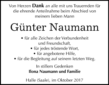 Traueranzeige von Günter Naumann von Mitteldeutsche Zeitung Halle/Saalkreis