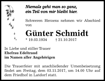 Traueranzeige von Günter Schmidt von Mitteldeutsche Zeitung Bernburg