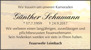 Traueranzeige von Günther Schumann von Mitteldeutsche Zeitung Merseburg/Querfurt