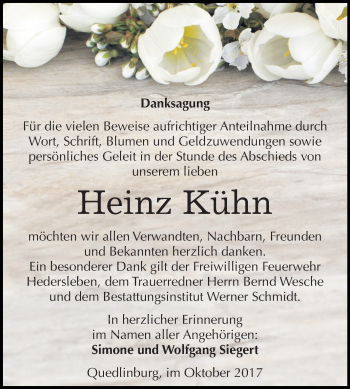 Traueranzeige von Heinz Kühn von Mitteldeutsche Zeitung