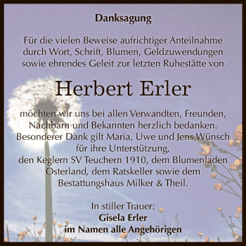 Traueranzeige von Herbert Erler von WVG - Wochenspiegel NMB / WSF / ZTZ