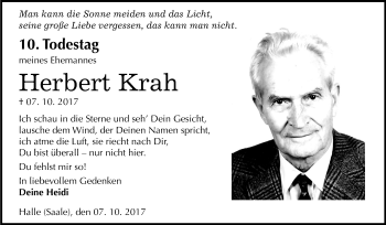 Traueranzeige von Herbert Krah von Mitteldeutsche Zeitung Halle/Saalkreis
