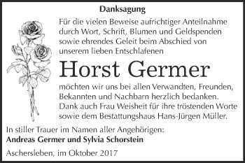Traueranzeige von Horst Germer von Super Sonntag Aschersleben