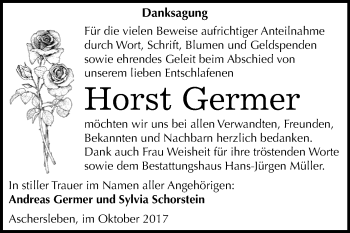 Traueranzeige von Horst Germer von Mitteldeutsche Zeitung Aschersleben