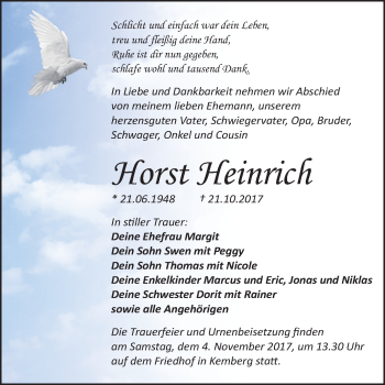 Traueranzeige von Horst Heinrich von Mitteldeutsche Zeitung
